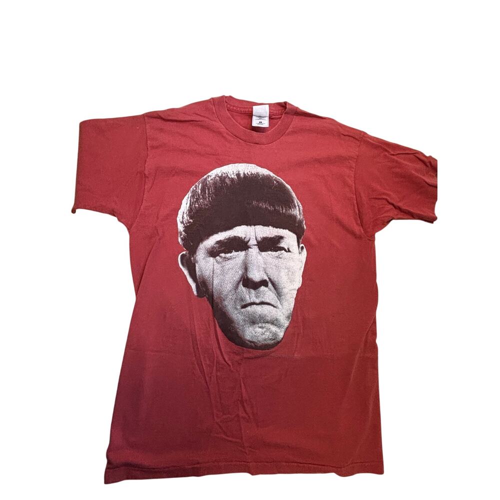 Vintage 90s Moe Three Stooges Single Stitch Graphic T-Shirt Tee Size L Red